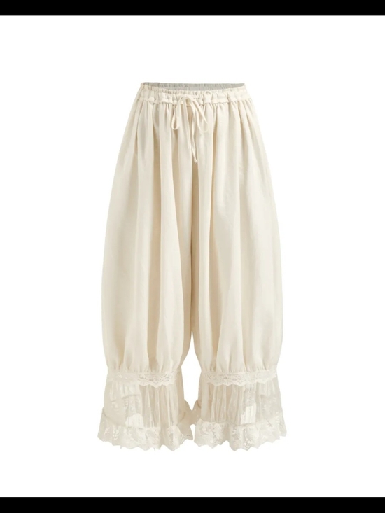 Cider Pants - White Lace-Trim Wide-Leg Palazzo Pants